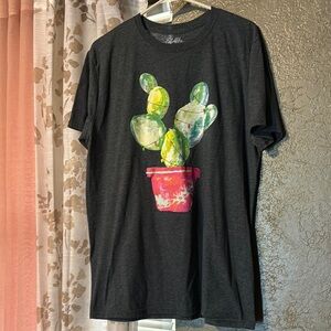 Cactus Print Black T-Shirt